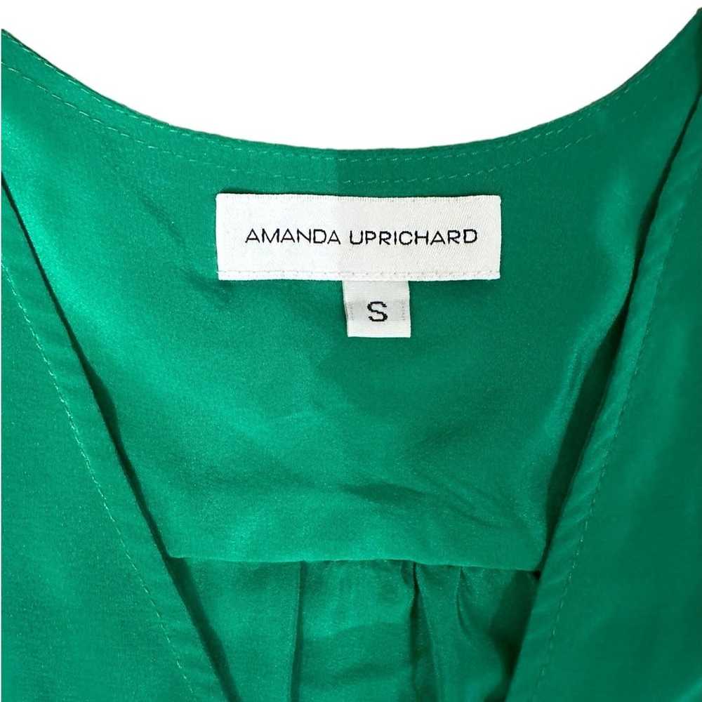 Amanda Uprichard Green Silk Button Front Short Sl… - image 2