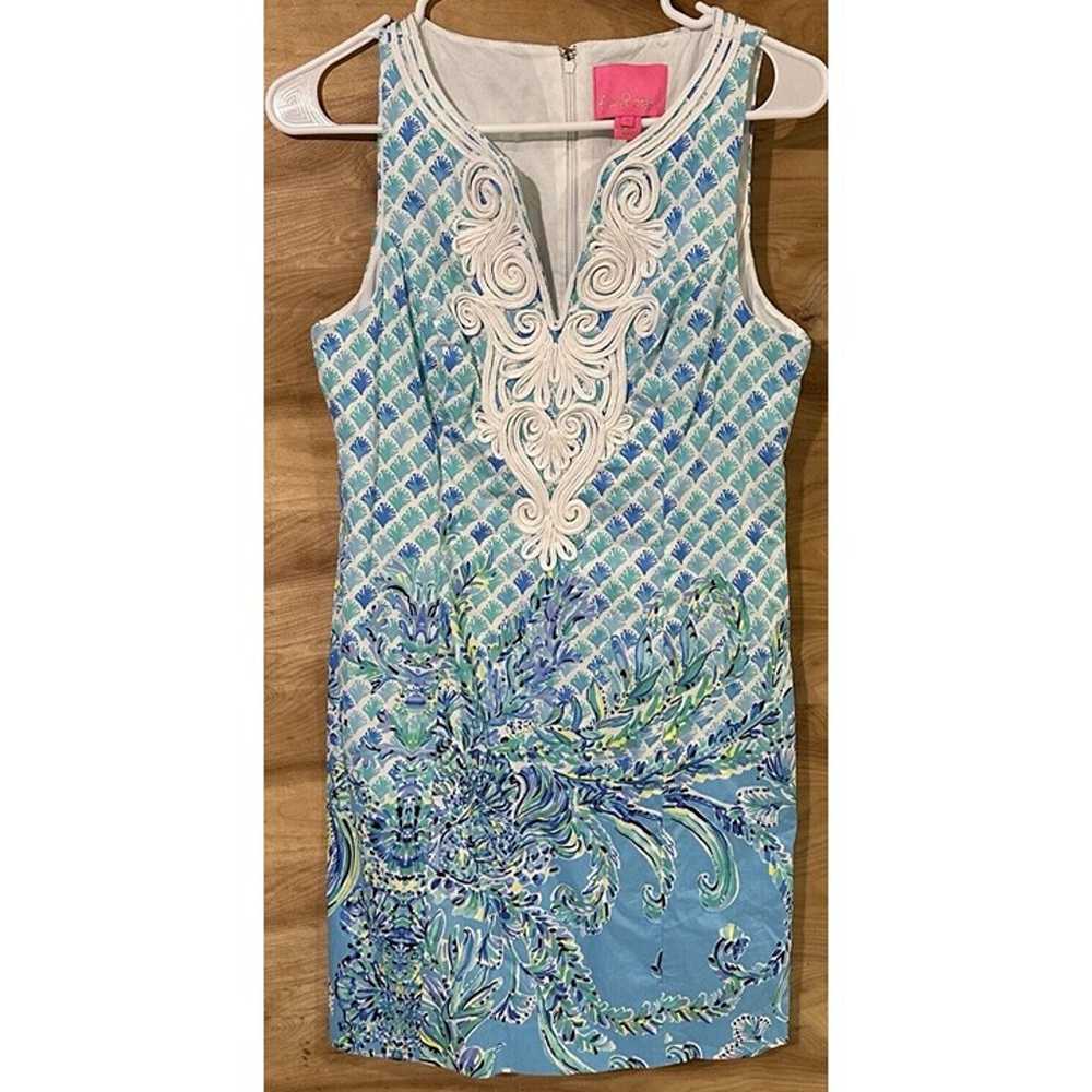 Lilly Pulitzer Blue White Gabby Stretch Shift Dre… - image 1