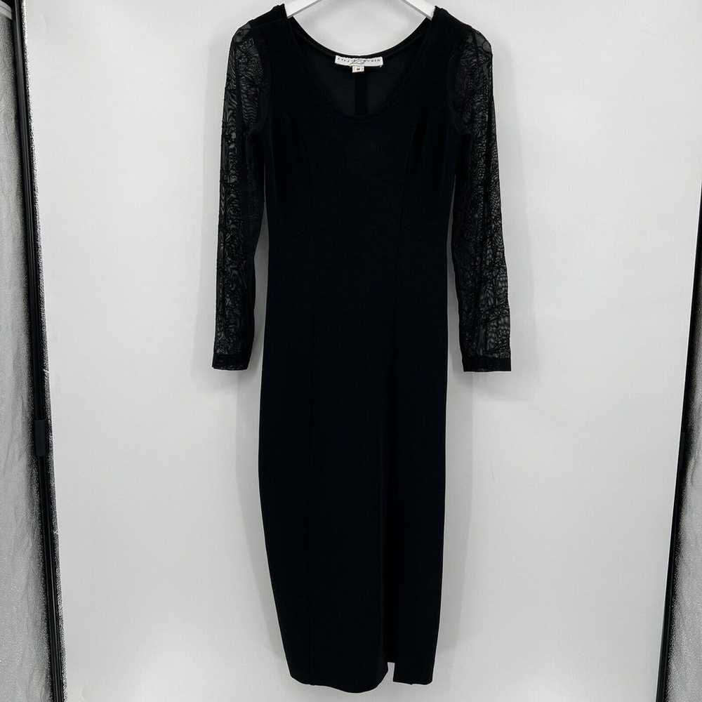 Vintage Lillie Rubin Black Midi Dress Side Leg Sl… - image 1