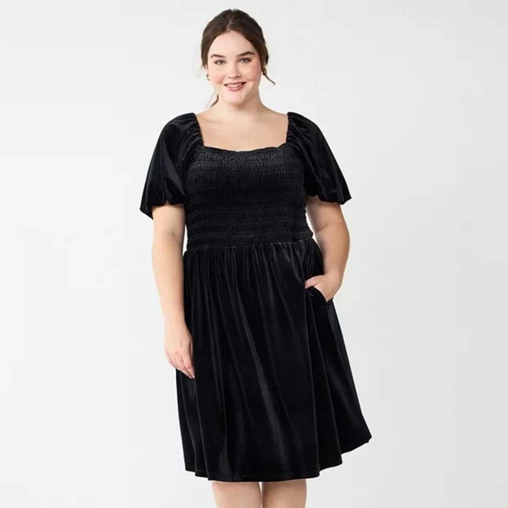 Draper James | Womens Black Velvet Party Dress Mi… - image 1