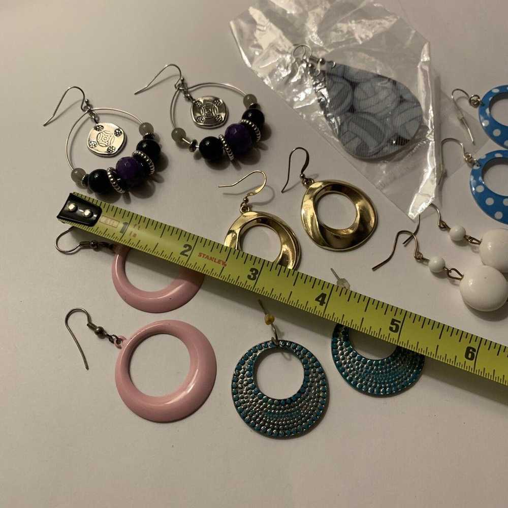 Lot Of 8 Costume Earrings Pierced Metal / Enamel … - image 11