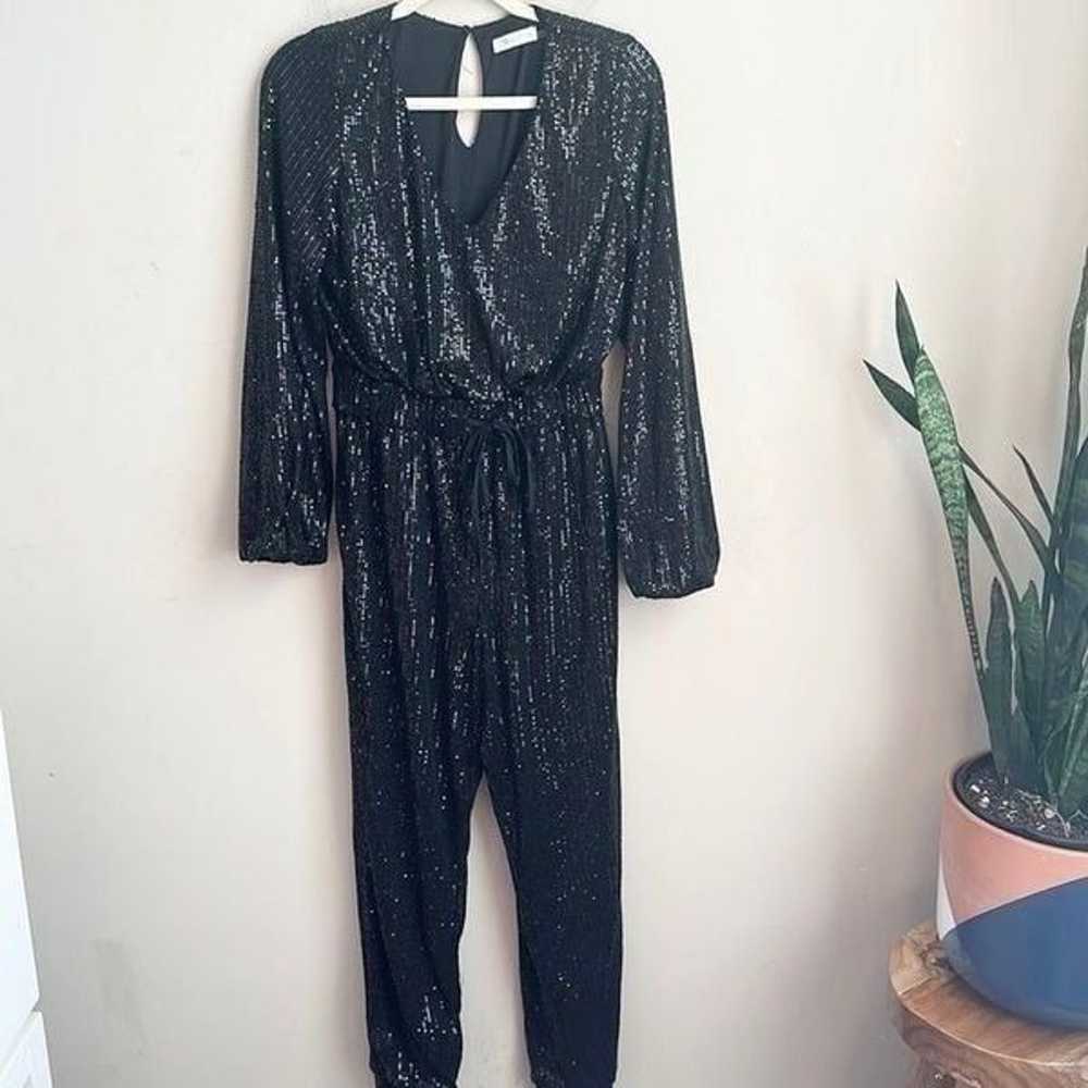 Mustard Seed Black Sequined Jumpsuit S - image 1