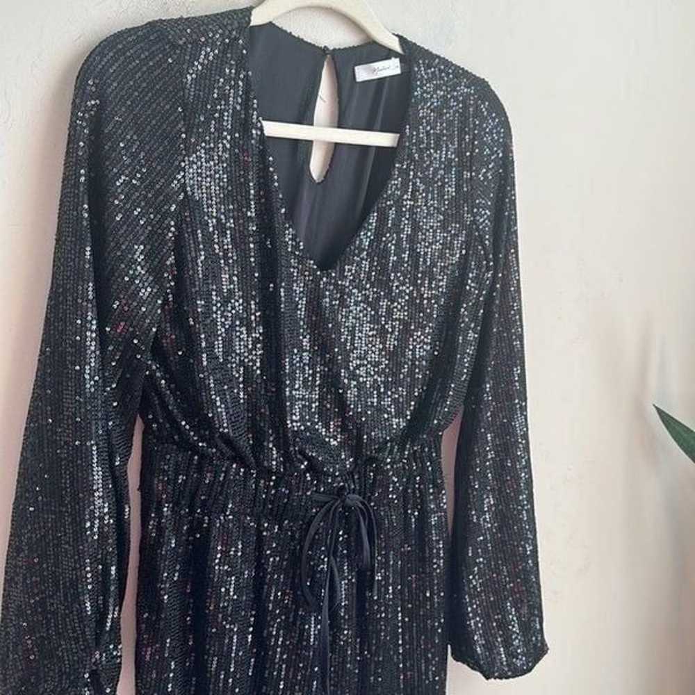 Mustard Seed Black Sequined Jumpsuit S - image 2