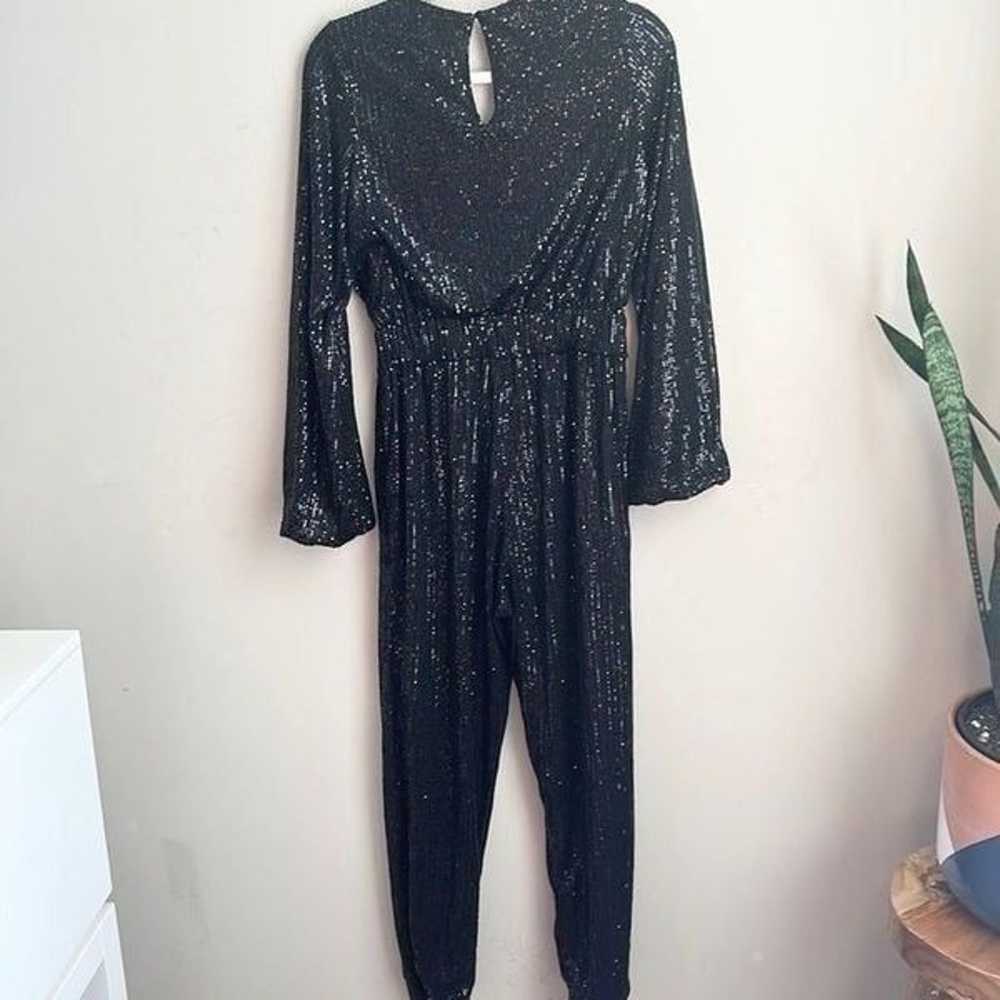 Mustard Seed Black Sequined Jumpsuit S - image 6