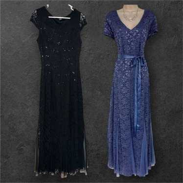 Beautiful Candalite black lace goth long gown maxi