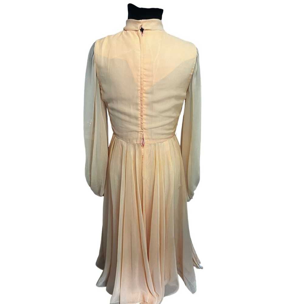 Vintage 60s Peach Orange Formal Sheer Chiffon Max… - image 3