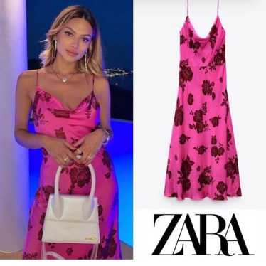 Zara pink Lingerie Style slip Floral Print Dress s