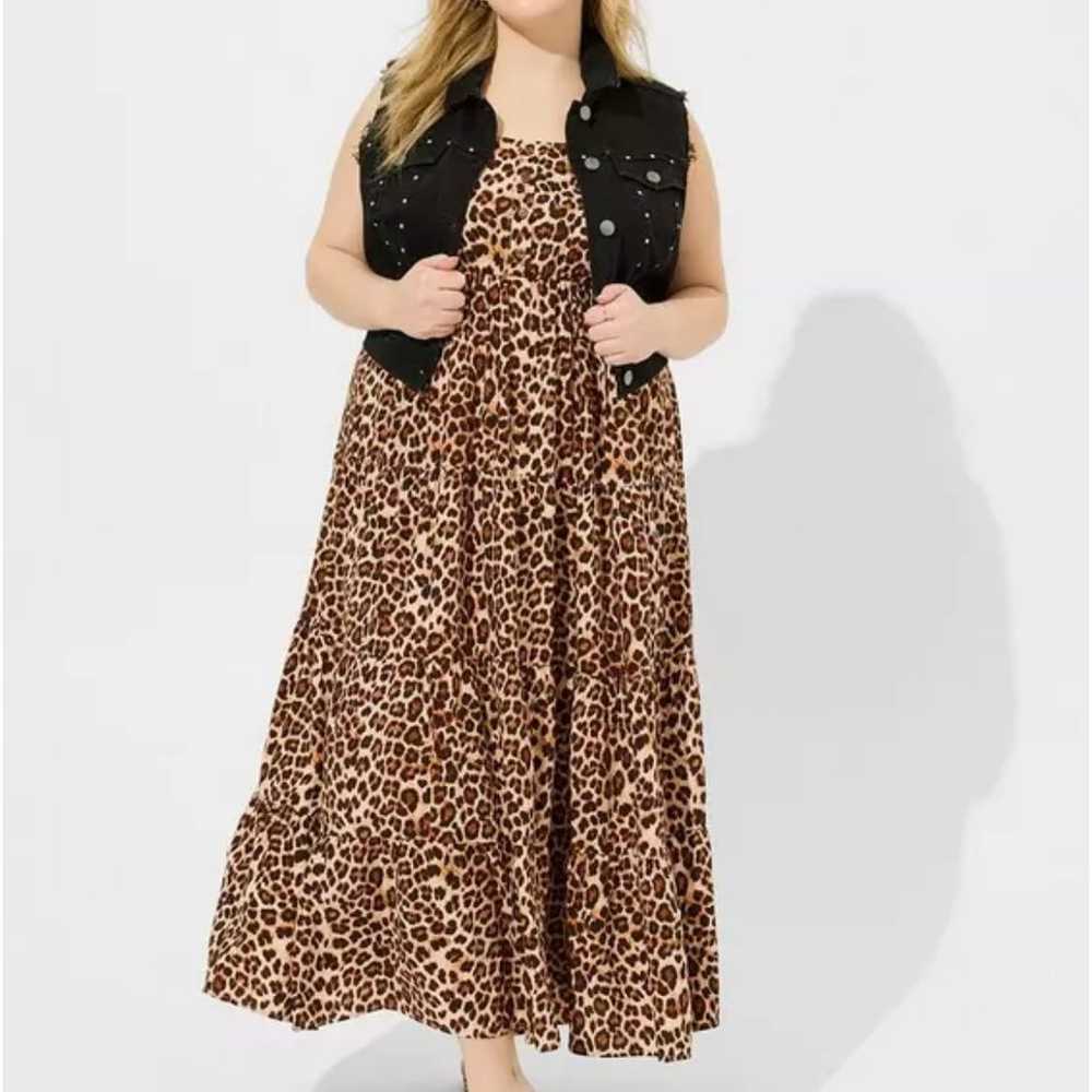 Leopard print tiered dress with pockets - image 3