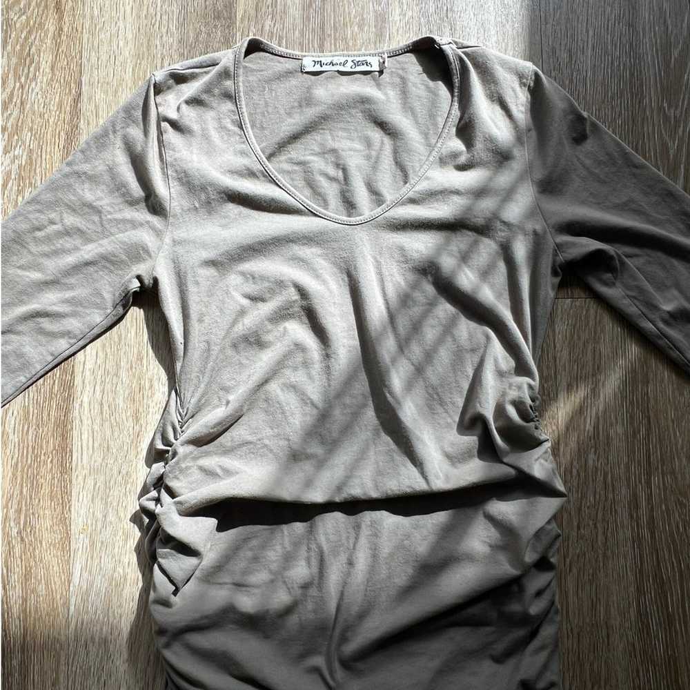 Michael Stars Jordan Mini Dress Taupe Olive Green… - image 7