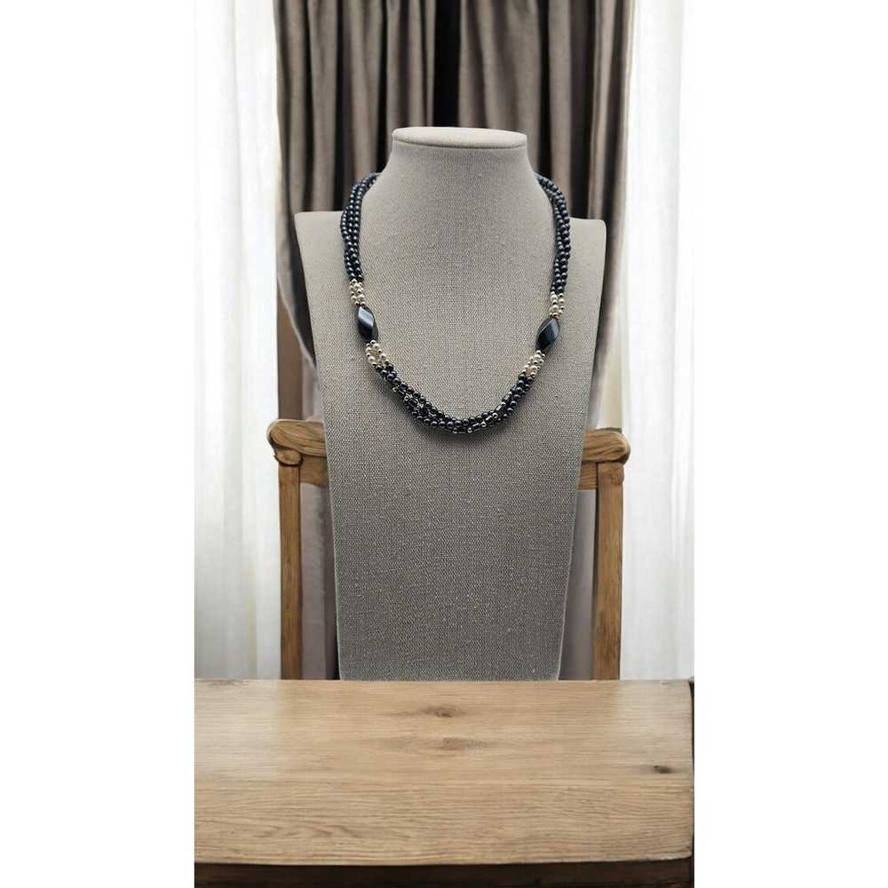 Vintage Hematite & Freshwater Pearl Necklace - image 2