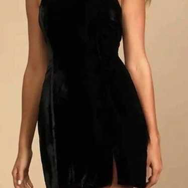 NWOT House of Harlow Black Velvet Mini Dress with… - image 1