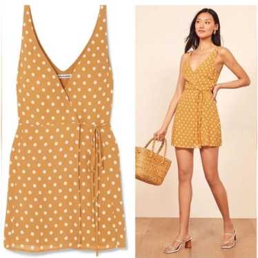 Reformation Anchorage Mini Wrap Dress Butterscotch