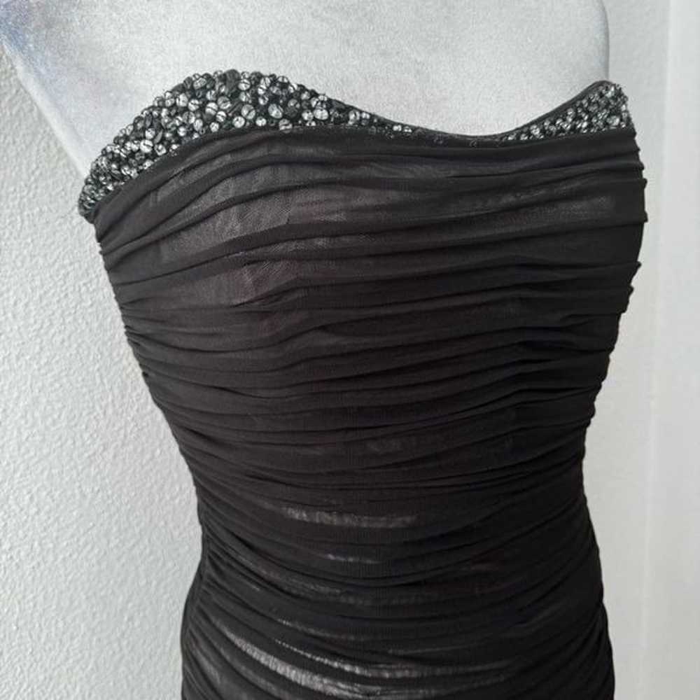 Badgley Mischka Black Ruched Strapless Sweetheart… - image 4