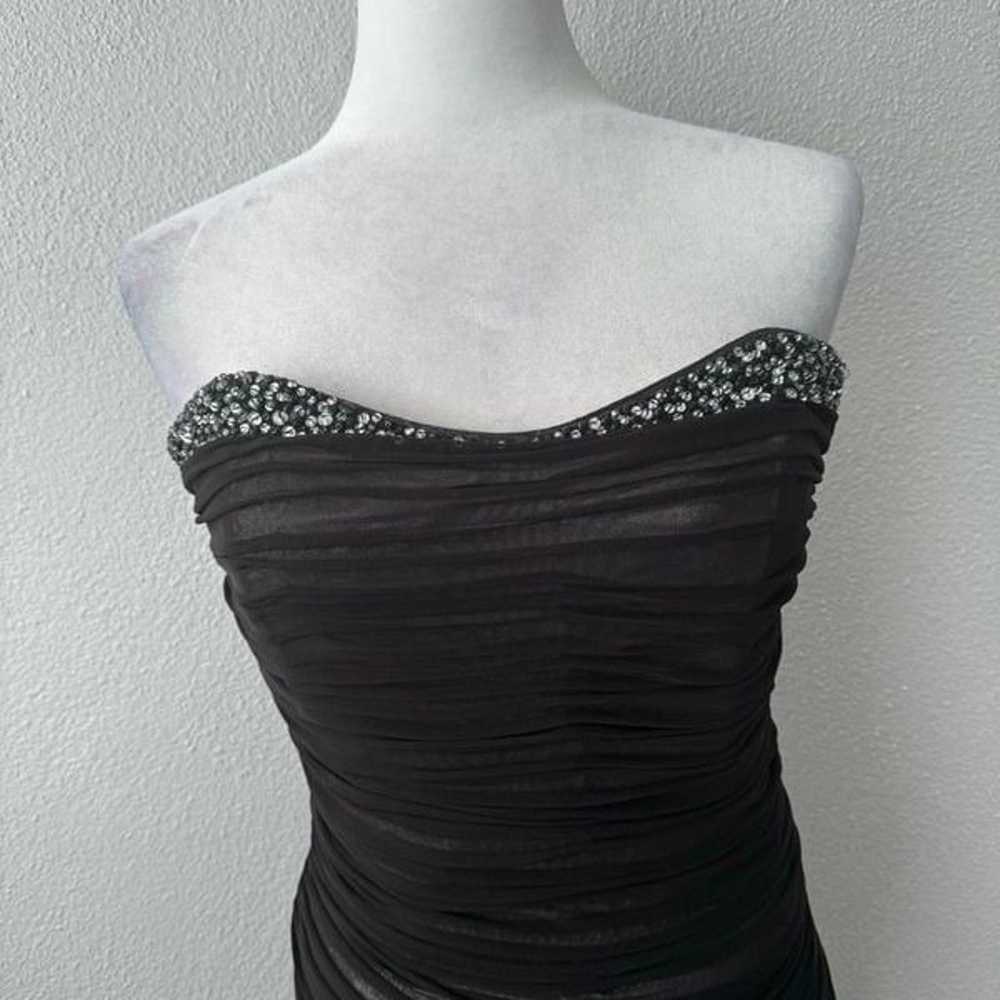 Badgley Mischka Black Ruched Strapless Sweetheart… - image 5