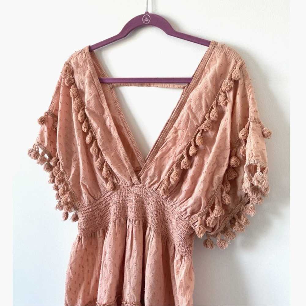 Z&L Europe Blush Pink Plunge Neck Tassel Mini Dre… - image 12