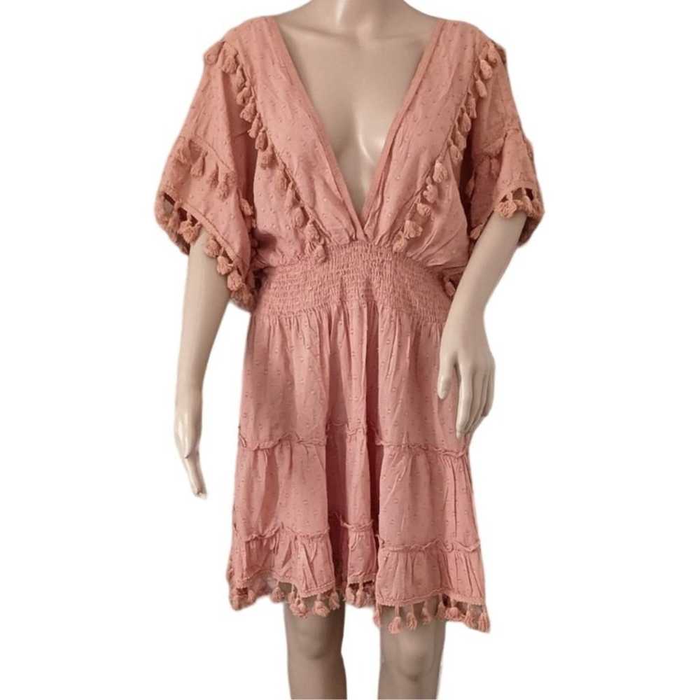 Z&L Europe Blush Pink Plunge Neck Tassel Mini Dre… - image 4