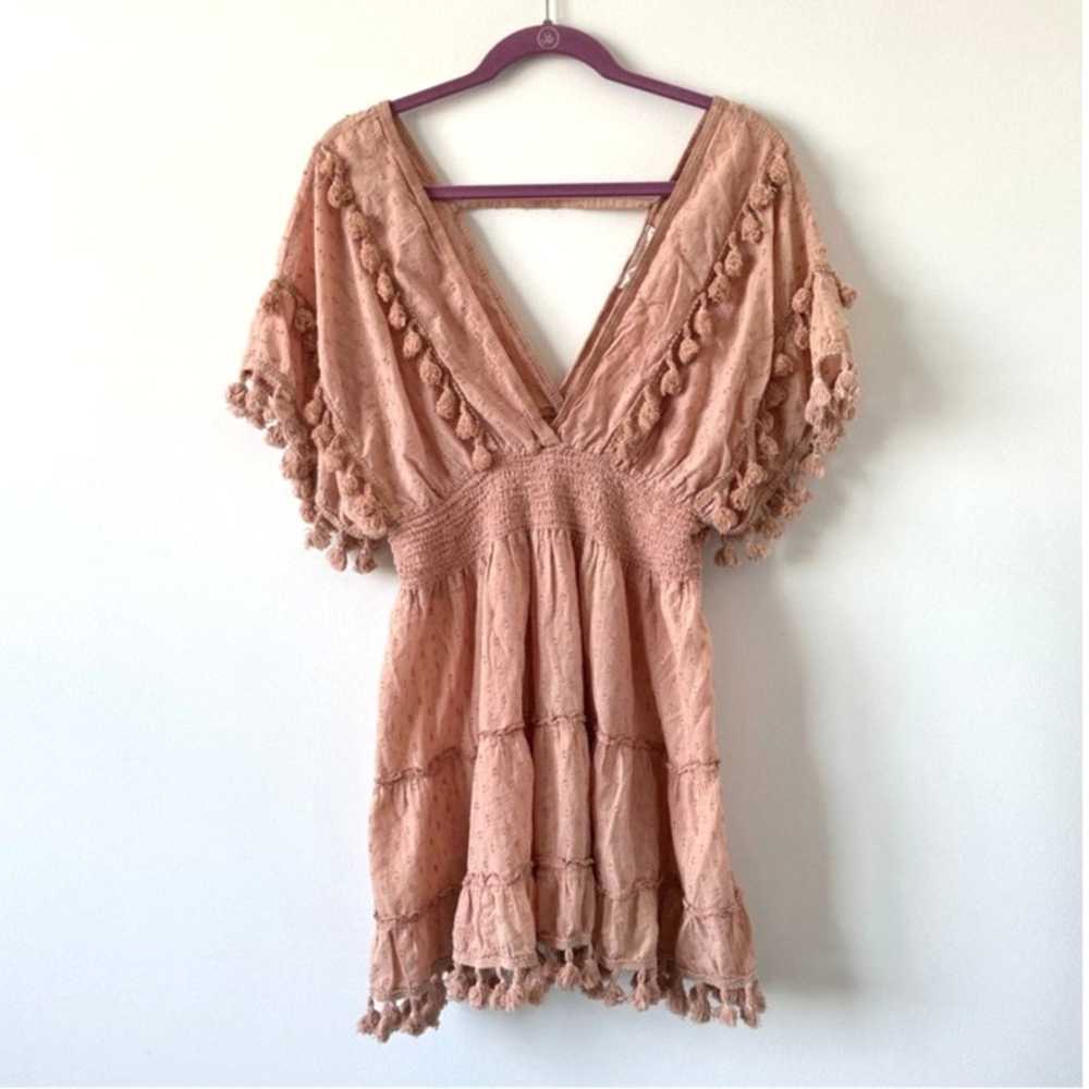 Z&L Europe Blush Pink Plunge Neck Tassel Mini Dre… - image 7