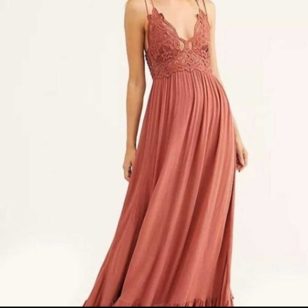 Free People One Adella Maxi Slip Dress in Copper … - image 1