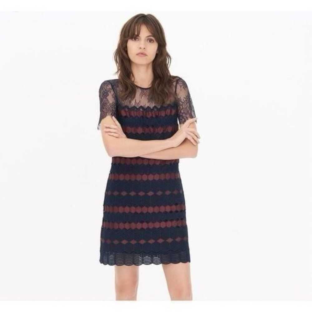 Sandro Paris Adel Lace Mini Dress Navy, Red Size S - image 2