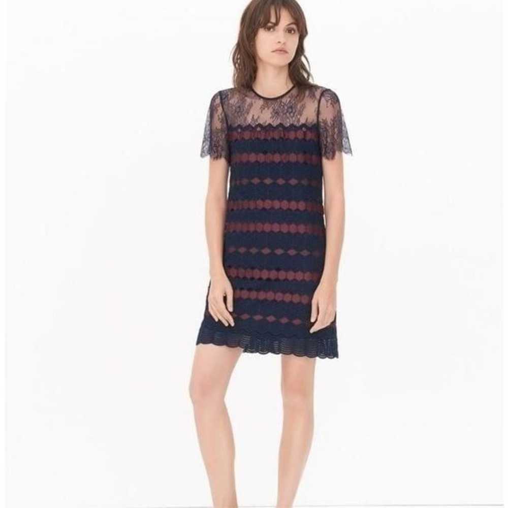 Sandro Paris Adel Lace Mini Dress Navy, Red Size S - image 3