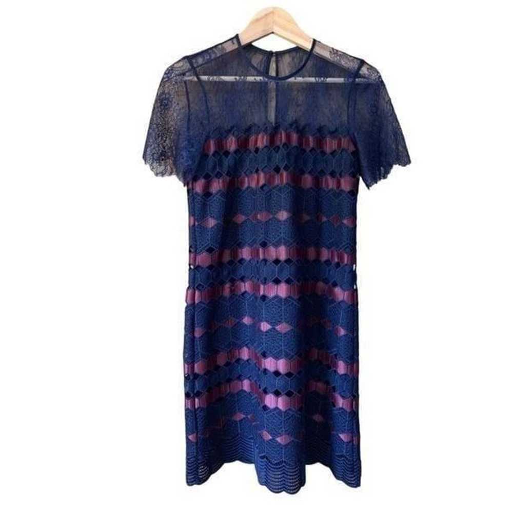 Sandro Paris Adel Lace Mini Dress Navy, Red Size S - image 4