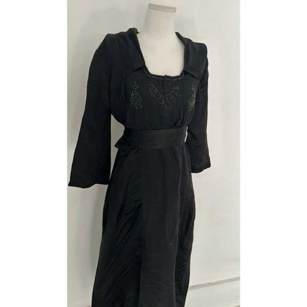 Antique Edwardian Silk Mourning Dress With Glass … - image 2