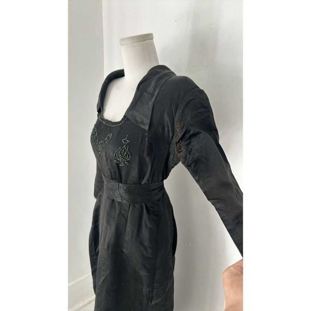 Antique Edwardian Silk Mourning Dress With Glass … - image 6