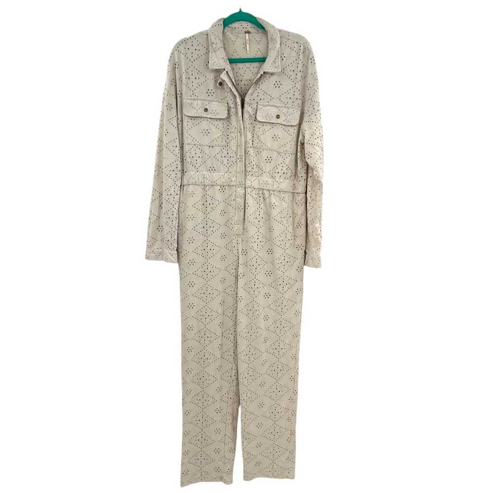 Free People Set The Tone Jumpsuit Eyelet Coverall… - image 1