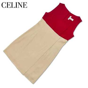 Celine Dress L Size 40 Women's Clothing Red Beige 