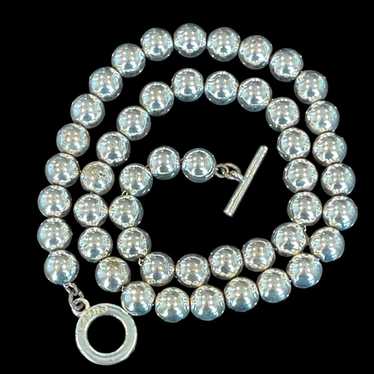 Chaps Silver-Tone Ball Bead Chain Necklace Toggle… - image 1