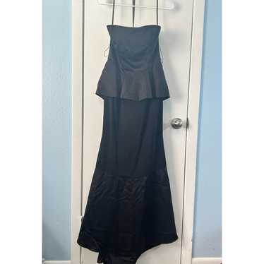 White by Vera Wang Formal Dress Black Satin Peplu… - image 1