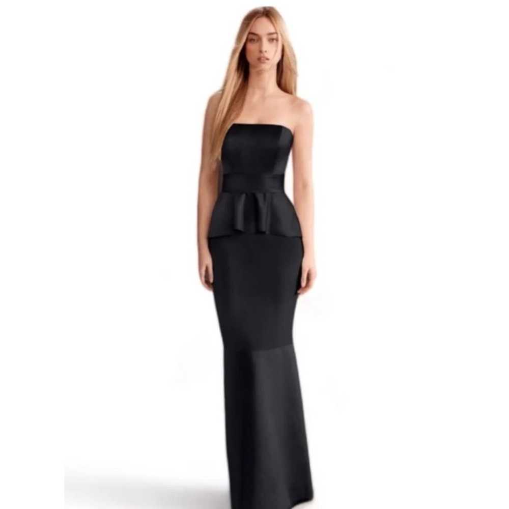 White by Vera Wang Formal Dress Black Satin Peplu… - image 9