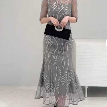 Elegant gray embroidered party dress