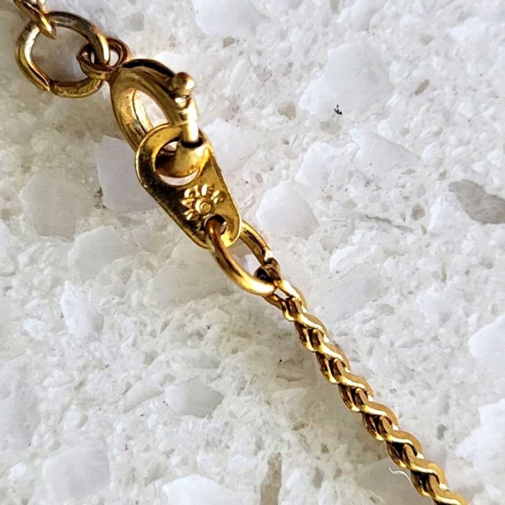 Vintage Bezel Dangle Charm Necklace Gold Tone wit… - image 5