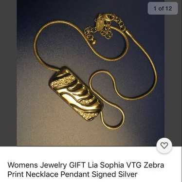 Lia Sophia Zebra Bar Necklace Womens Jewelry vint… - image 1