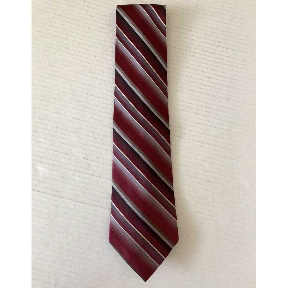 Vintage Luxurious Silk Maroon Gray White Stripe P… - image 2