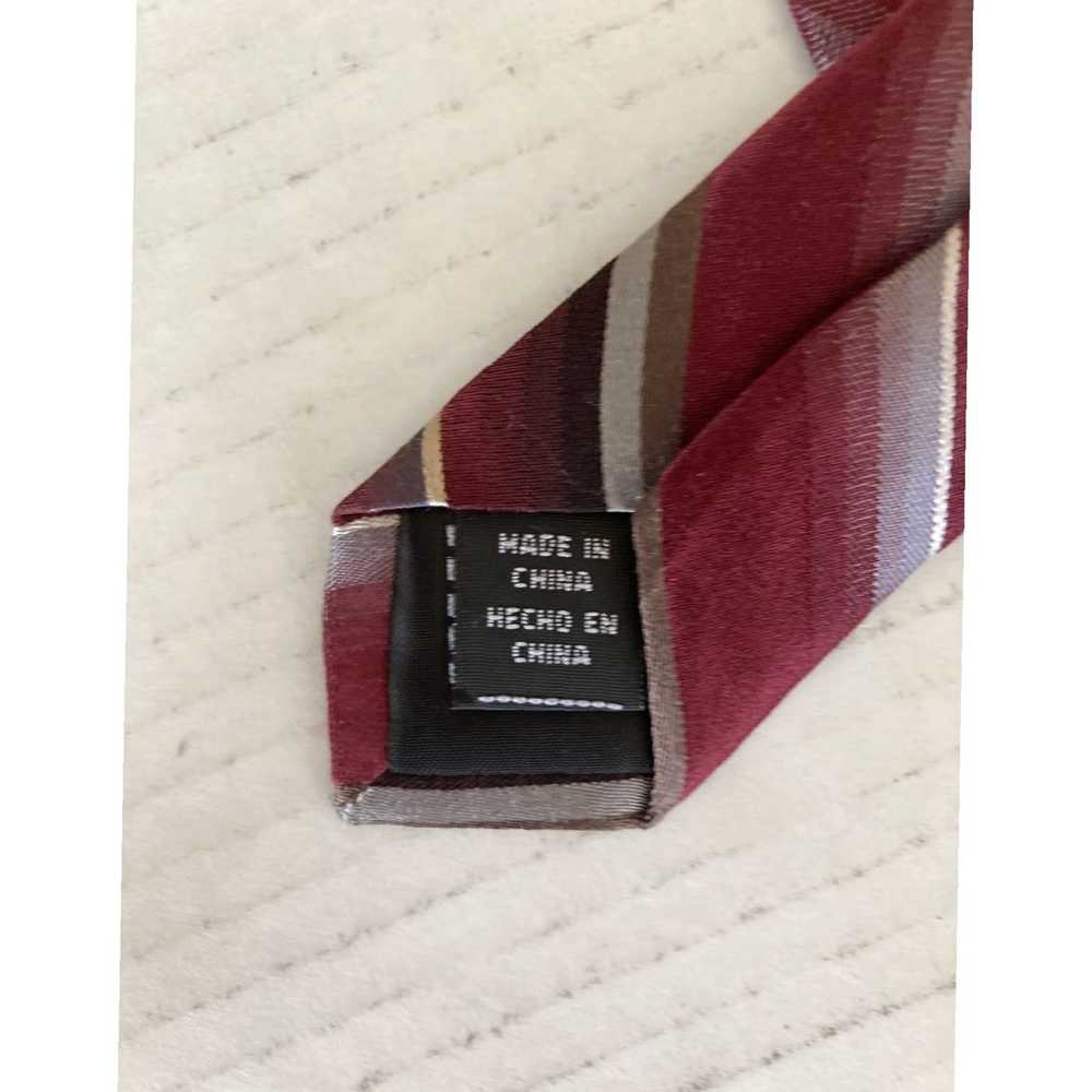 Vintage Luxurious Silk Maroon Gray White Stripe P… - image 5