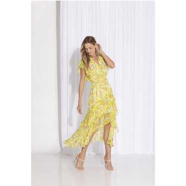 SHOSHANNA Candela Dress Yellow Floral Midi Flutte… - image 1