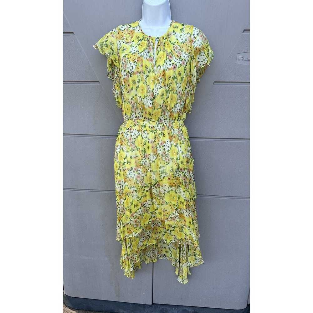 SHOSHANNA Candela Dress Yellow Floral Midi Flutte… - image 2