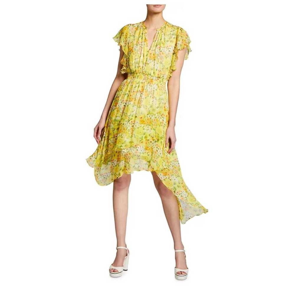 SHOSHANNA Candela Dress Yellow Floral Midi Flutte… - image 3