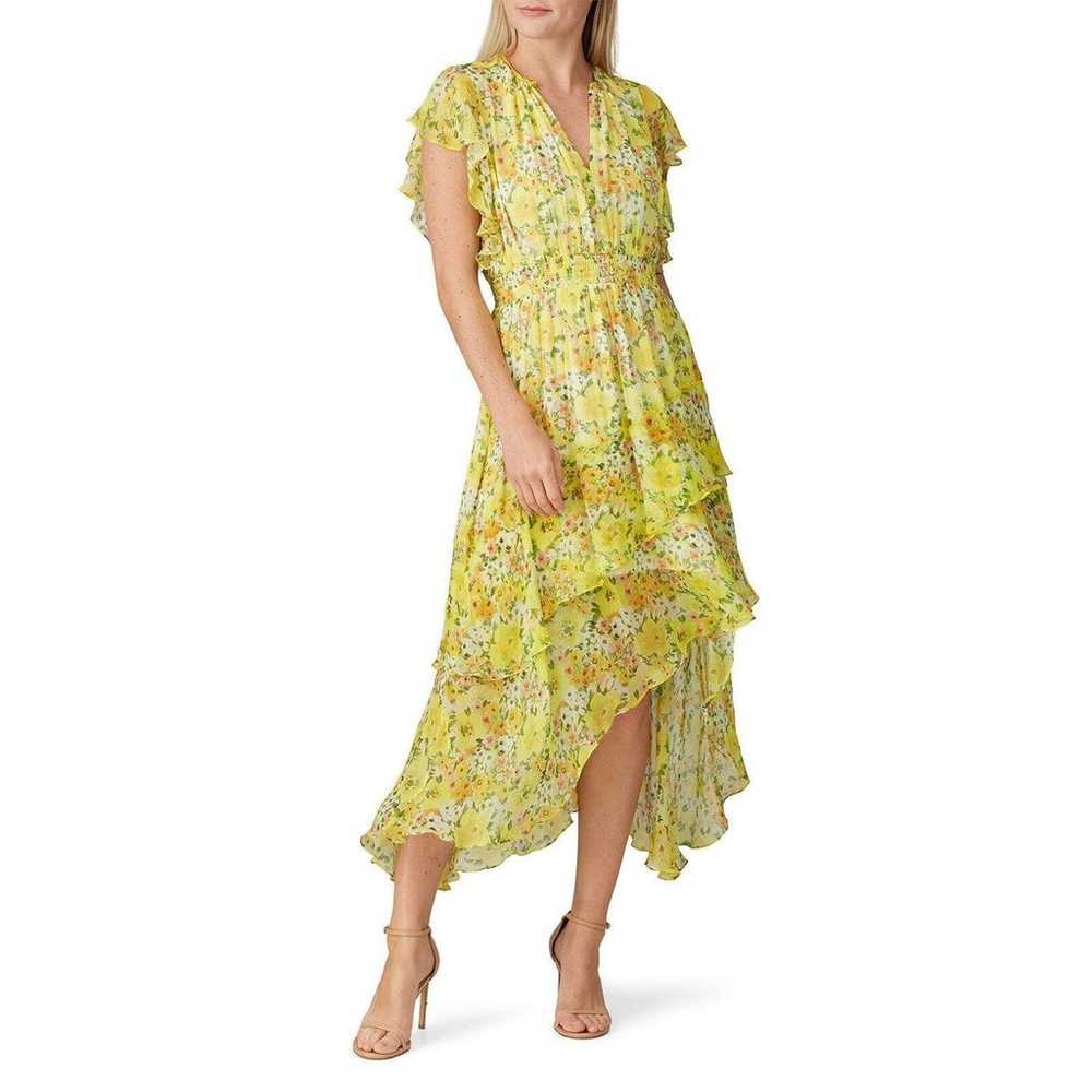 SHOSHANNA Candela Dress Yellow Floral Midi Flutte… - image 5