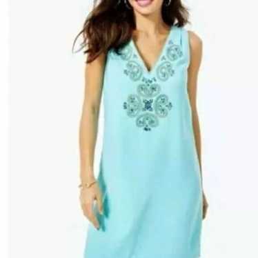 Lilly Pulitzer Blue Dress in Ibiza Blue with Embe… - image 1