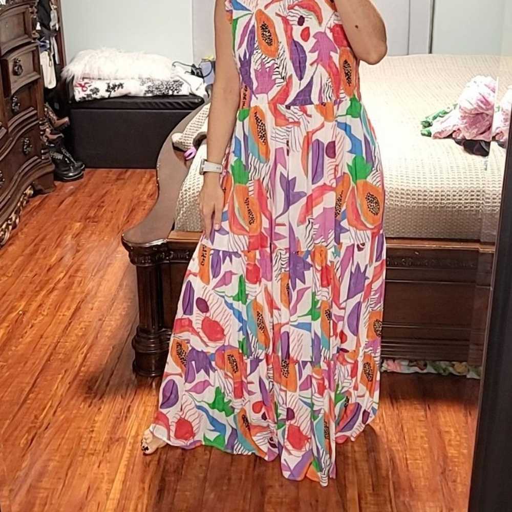 Oliphant Smocked Maxi Dress XL - image 4