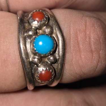 Vin SS925 turqoise coral ring sz 11