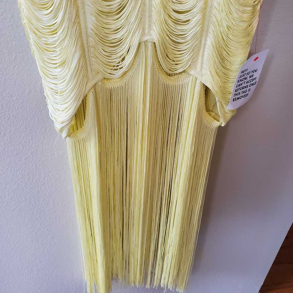 NWOT ASOS Design Womens Midi Yellow Fringe Dress.… - image 4