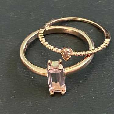 Vintage Rose Gold Vermeil Pink Crystal Stackable R