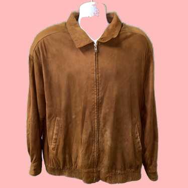 Vintage Brown Suede Leather Full Zip Jacket for M… - image 1