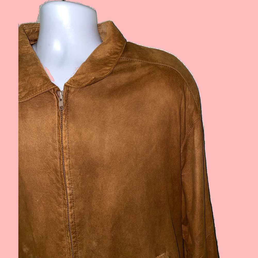 Vintage Brown Suede Leather Full Zip Jacket for M… - image 2