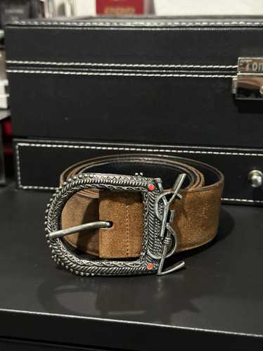 Saint Laurent Paris YSL Monogram Celtic Suede Belt