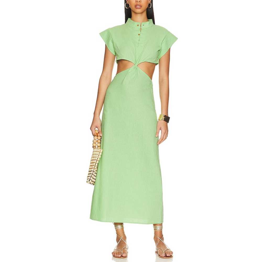 Acacia 'Nola' Green Linen Maxi Dress Size S - image 1